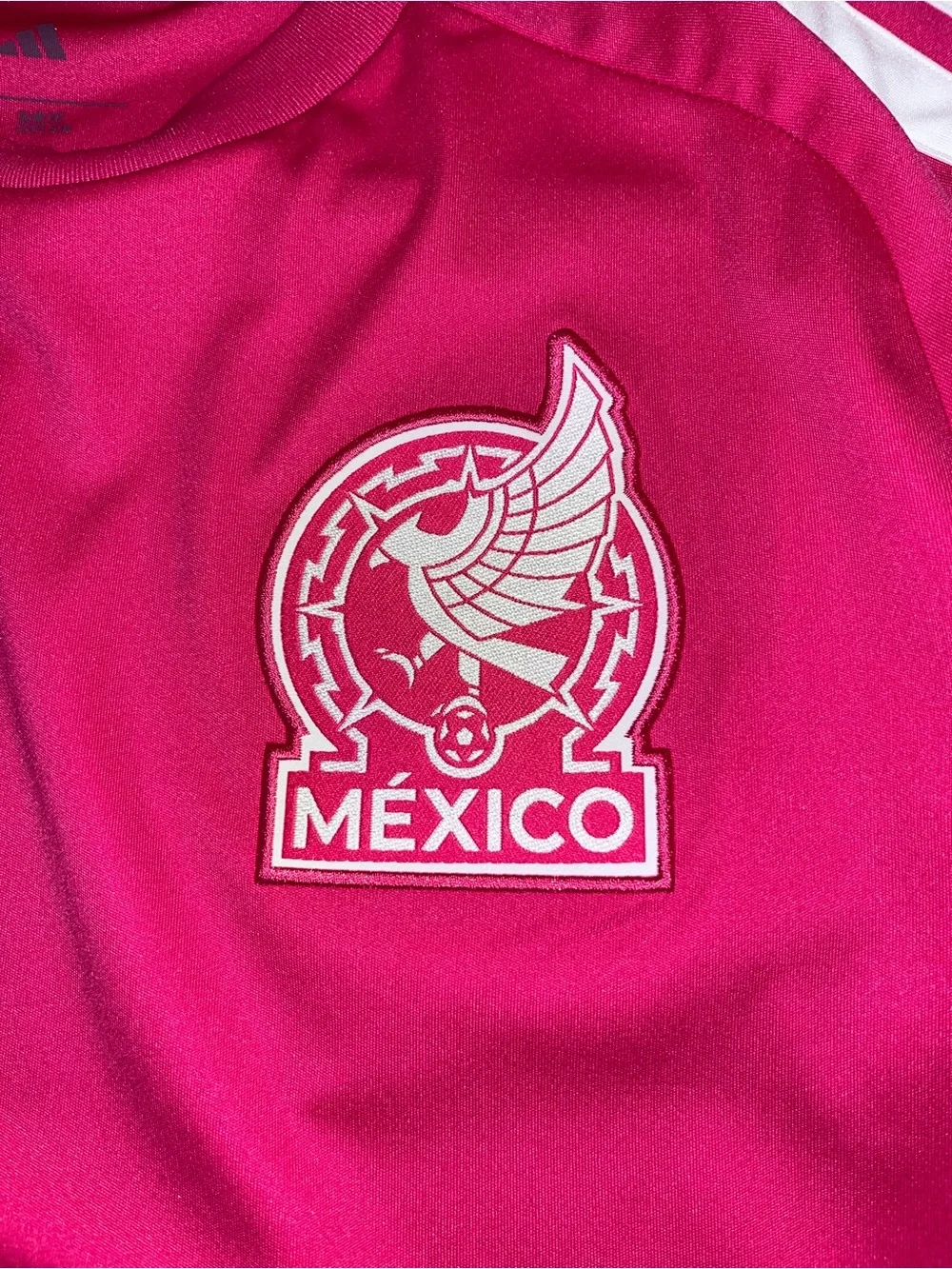 adidas Mexico Bright Pink Soccer Jersey with Multicolor Panels